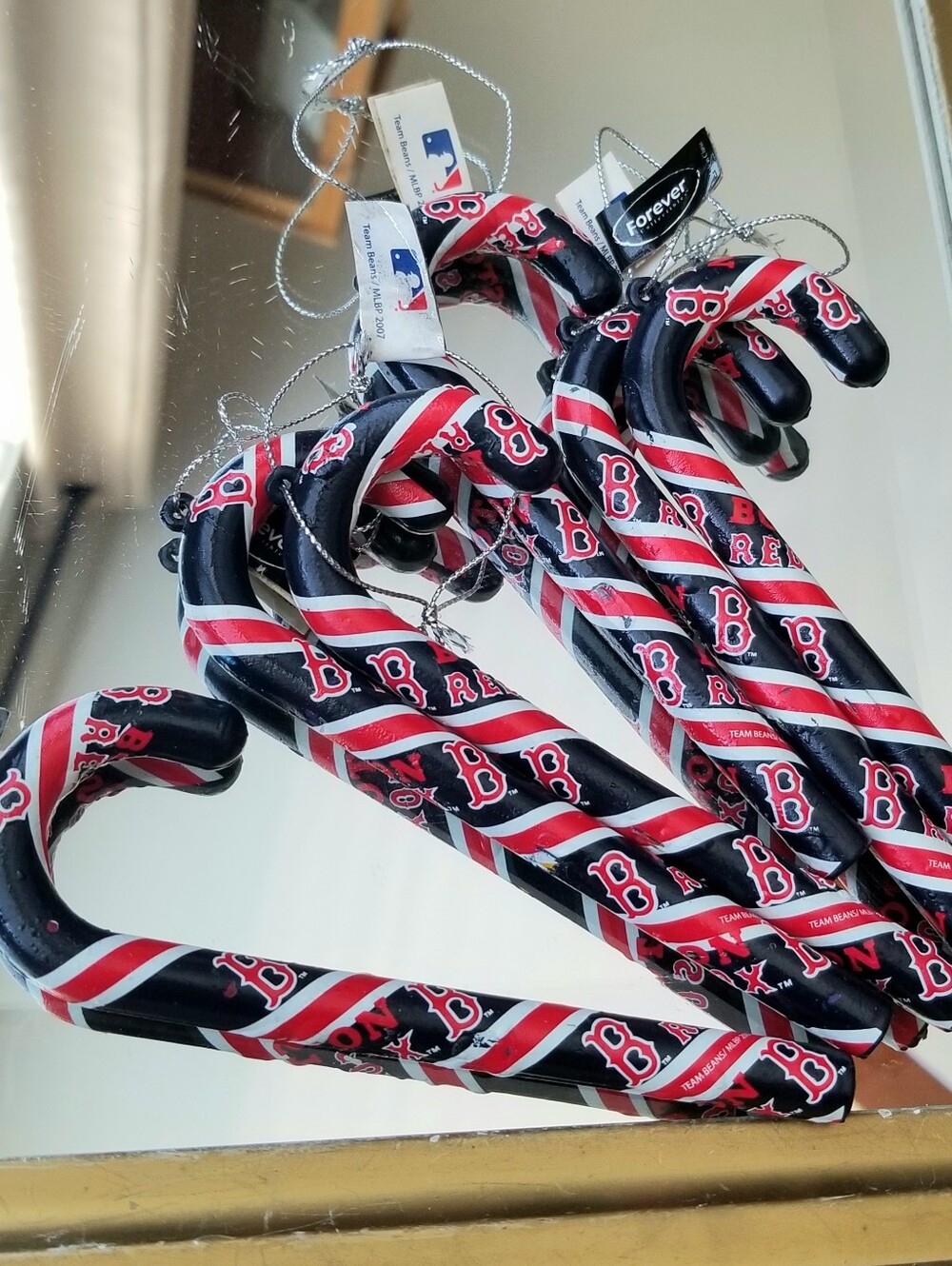 ❗Vintage 2007 MLBP Boston Red Sox Candy Cane Ornament Set❗